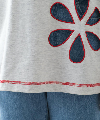 【HELLO.SANFRANCISCO】花朵剪裁寬鬆T恤