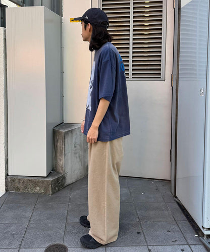 單褶寬鬆直筒褲