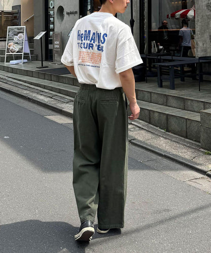單褶寬鬆直筒褲