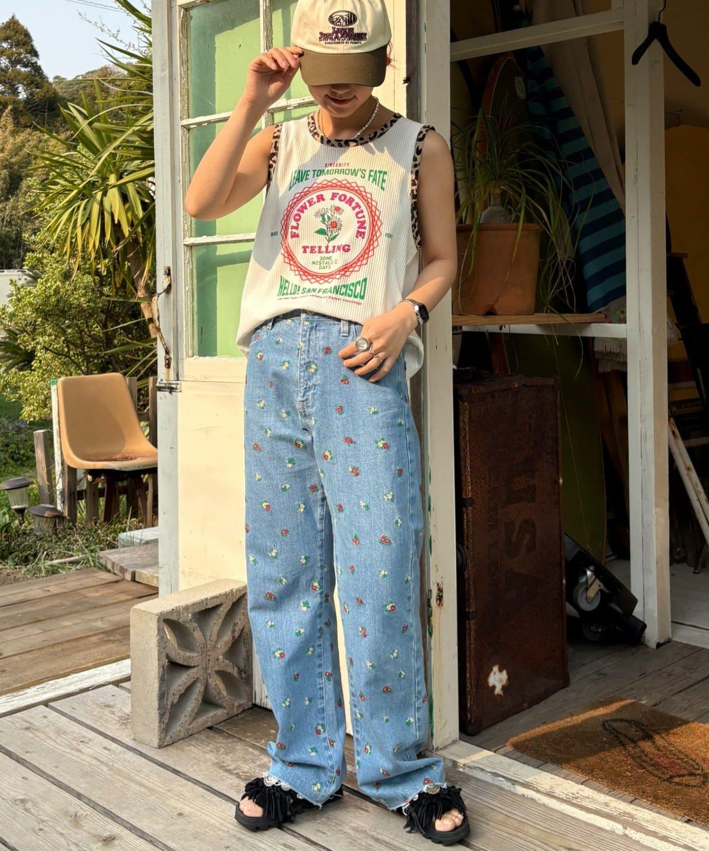 【HELLO.SANFRANCISCO】混搭豹紋拼接細管背心