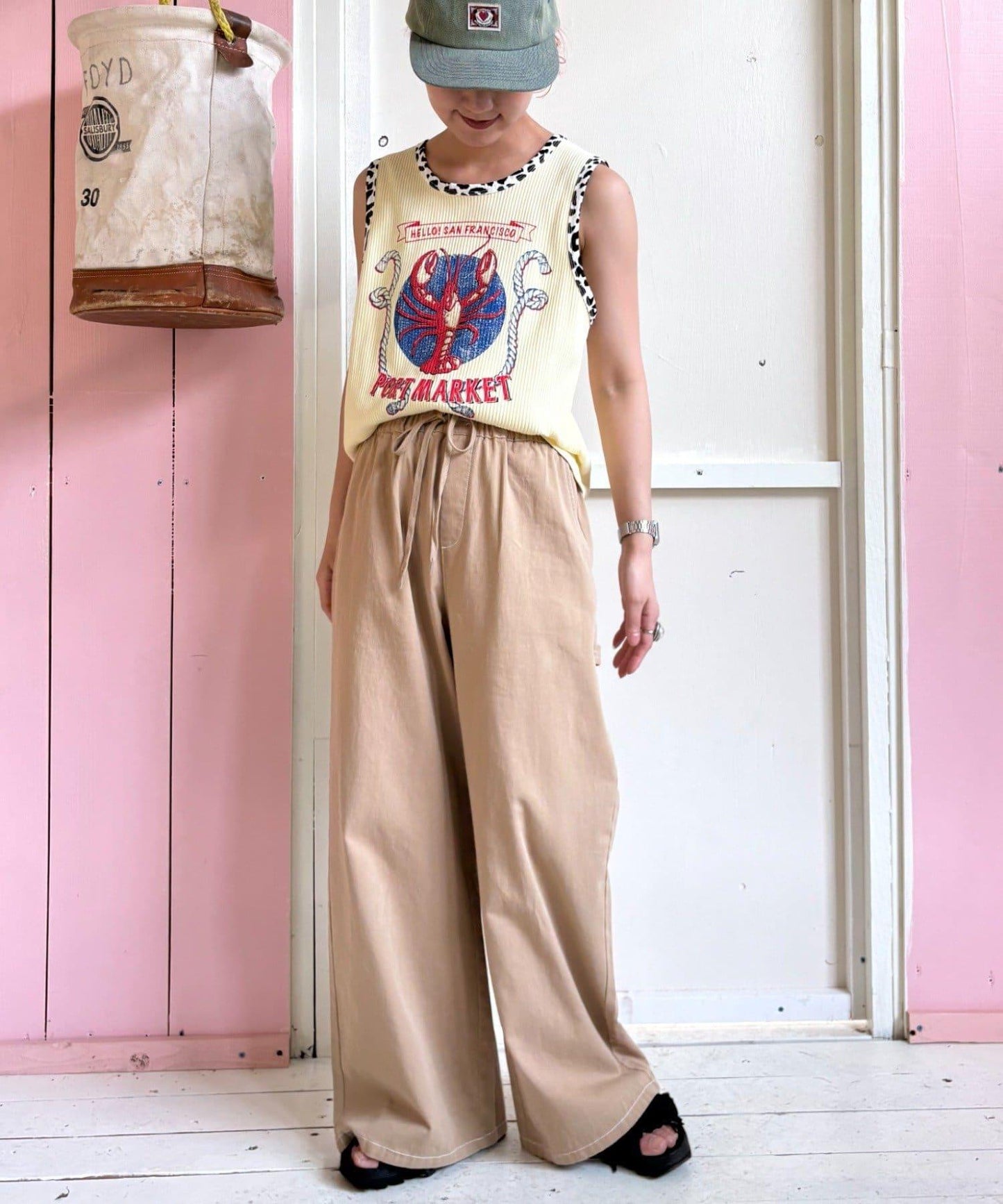 【HELLO.SANFRANCISCO】混搭豹紋拼接細管背心