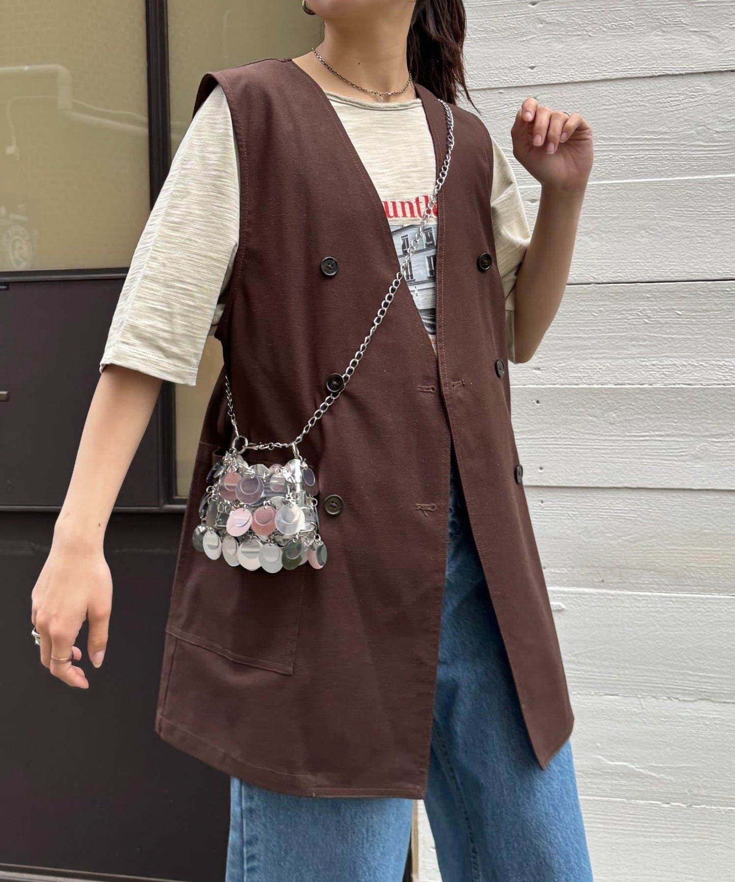 無領亞麻混紡外套