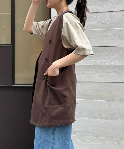 無領亞麻混紡外套