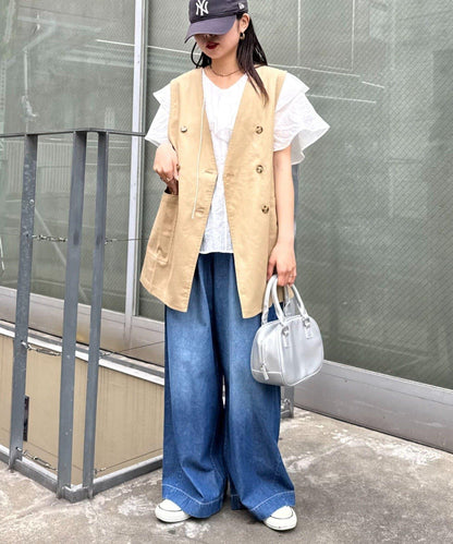 無領亞麻混紡外套