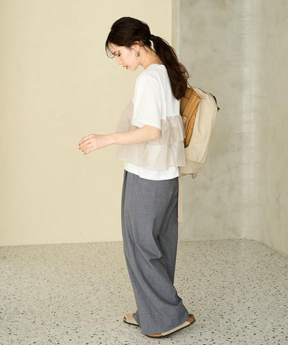 歐根紗對接半袖T恤