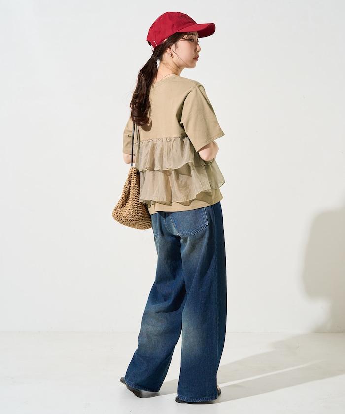 歐根紗對接半袖T恤