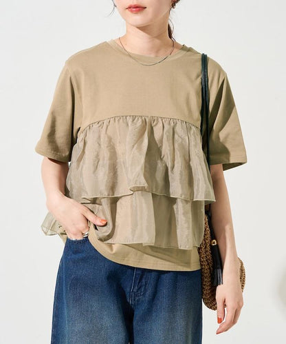 歐根紗對接半袖T恤