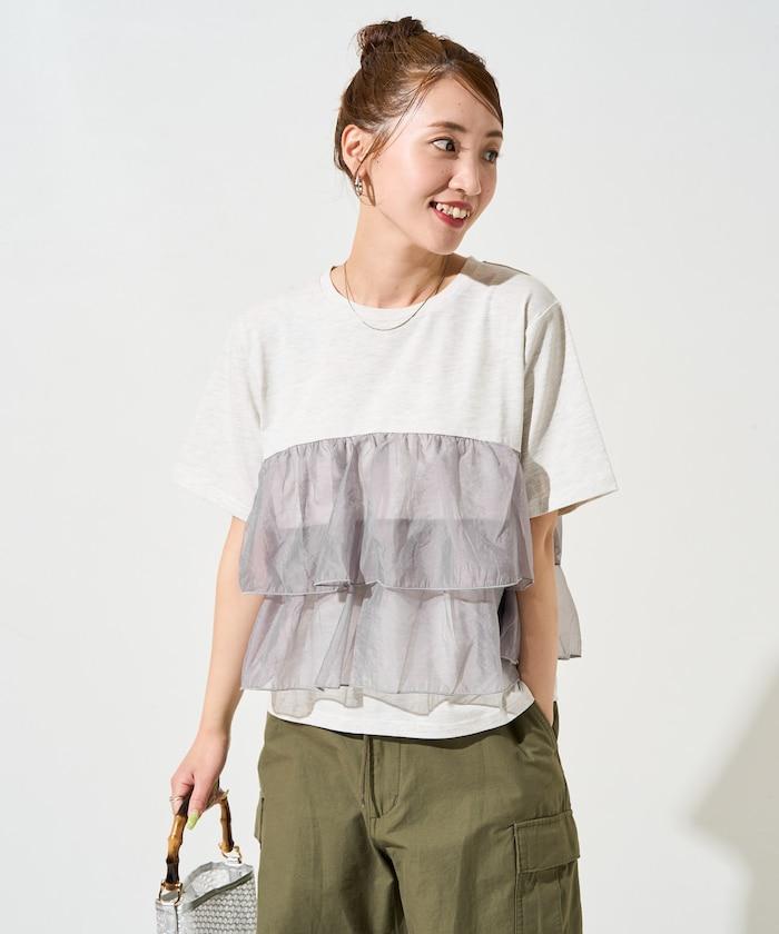 歐根紗對接半袖T恤