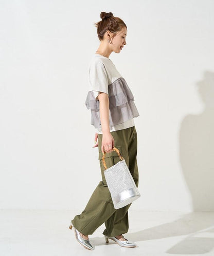 歐根紗對接半袖T恤