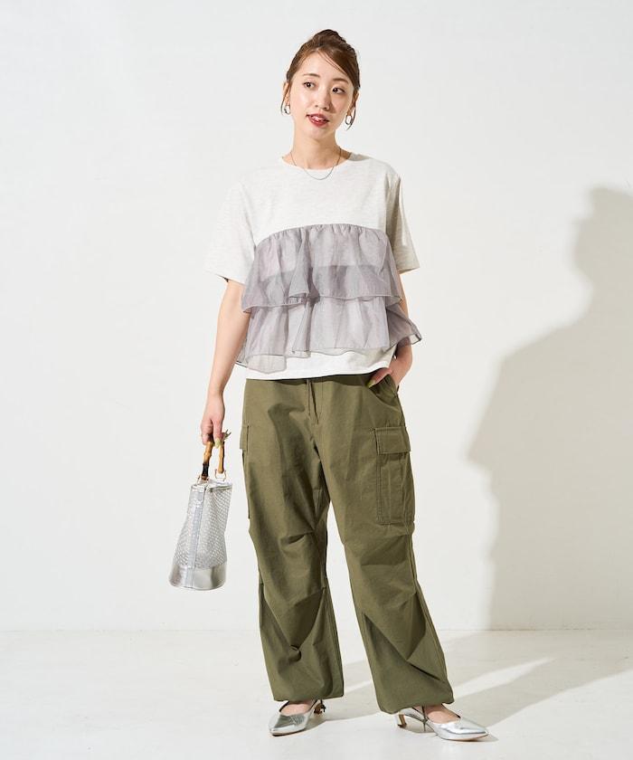 歐根紗對接半袖T恤