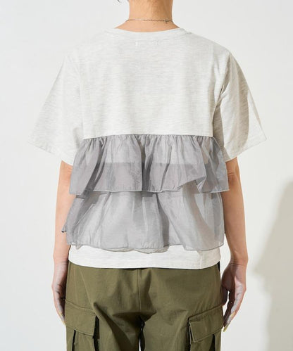 歐根紗對接半袖T恤