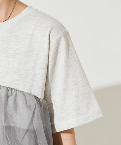 歐根紗對接半袖T恤