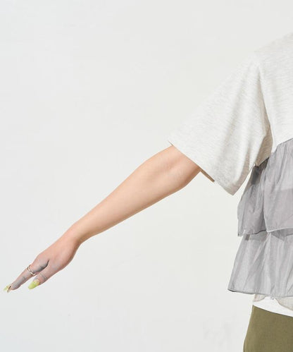歐根紗對接半袖T恤