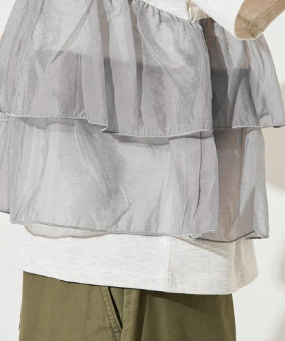 歐根紗對接半袖T恤