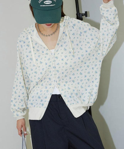 華夫格花紋雙拉鍊帽衫