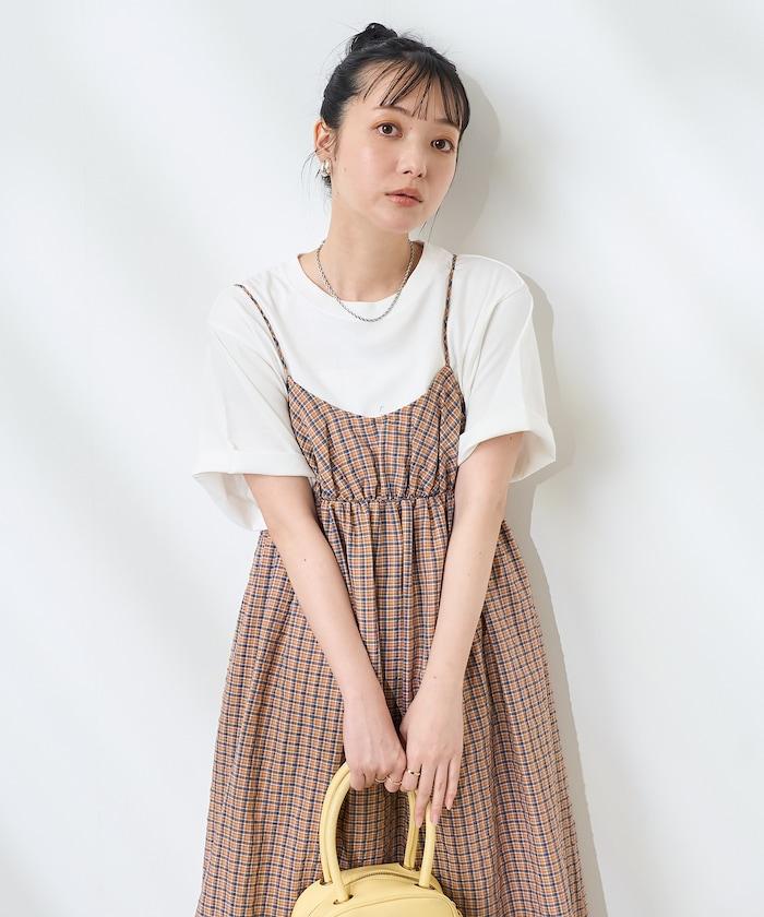 後腰絲帶 夏季格子 揹帶連衣裙