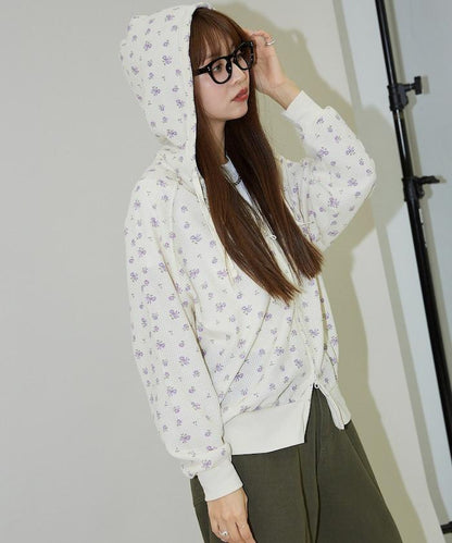 華夫格花紋雙拉鍊帽衫