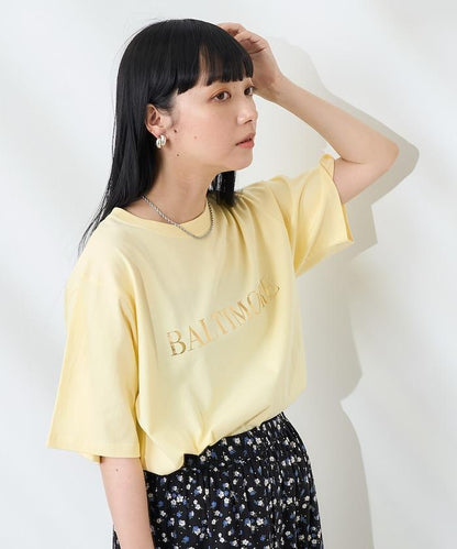 前後標誌箔印T恤