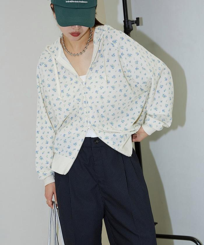 華夫格花紋雙拉鍊帽衫