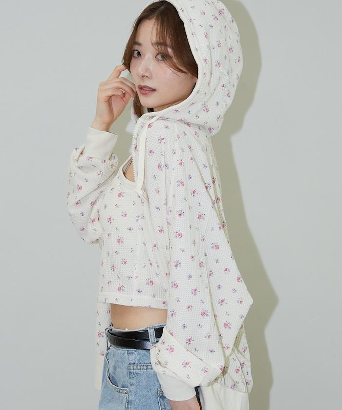 華夫格花紋雙拉鍊帽衫