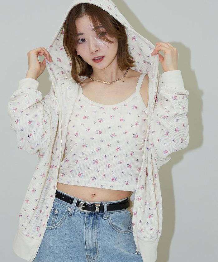 華夫格花紋雙拉鍊帽衫