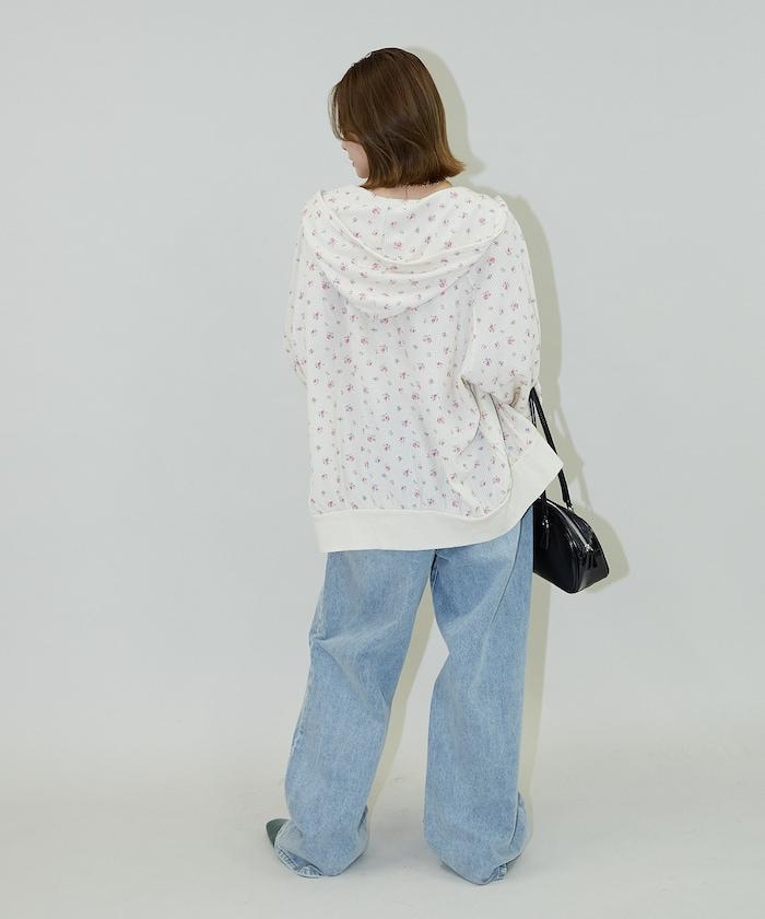 華夫格花紋雙拉鍊帽衫