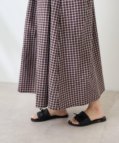 後腰絲帶 夏季格子 揹帶連衣裙