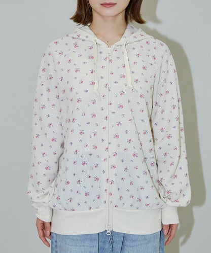 華夫格花紋雙拉鍊帽衫