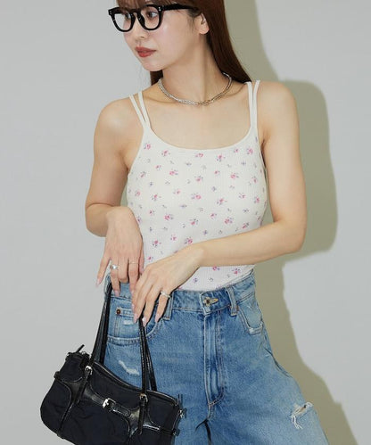 花紋 泡芙 杯子款 女士吊帶衫