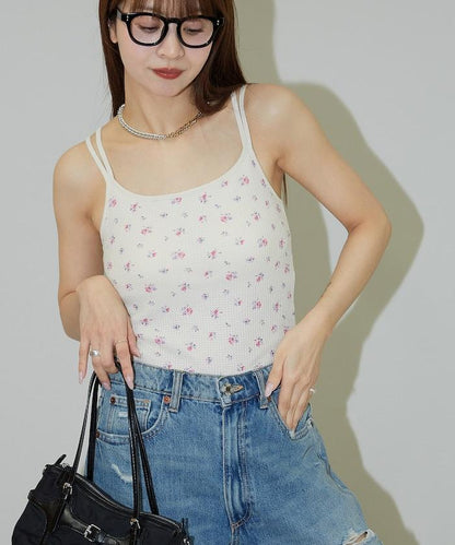 花紋 泡芙 杯子款 女士吊帶衫