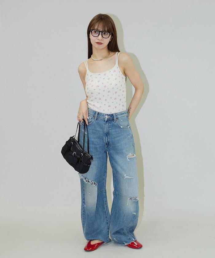花紋 泡芙 杯子款 女士吊帶衫