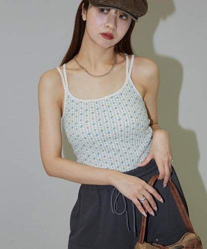 花紋 泡芙 杯子款 女士吊帶衫