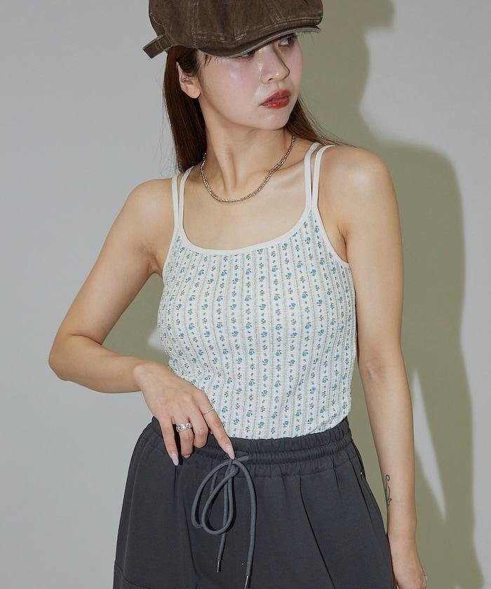 花紋 泡芙 杯子款 女士吊帶衫