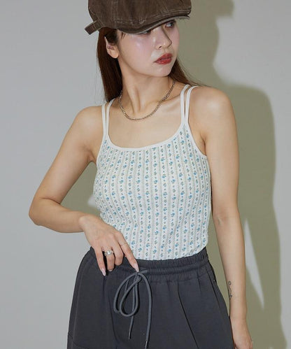 花紋 泡芙 杯子款 女士吊帶衫