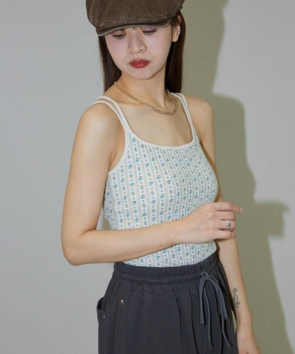 花紋 泡芙 杯子款 女士吊帶衫