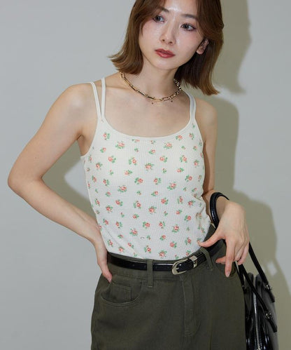 花紋 泡芙 杯子款 女士吊帶衫