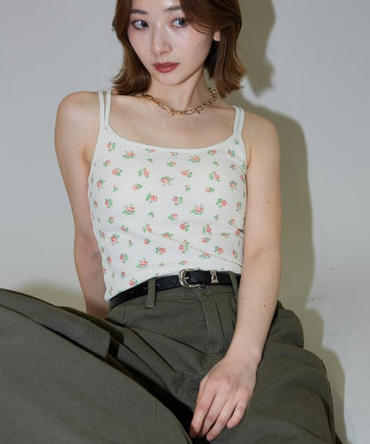 花紋 泡芙 杯子款 女士吊帶衫