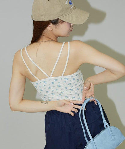 花紋 泡芙 杯子款 女士吊帶衫