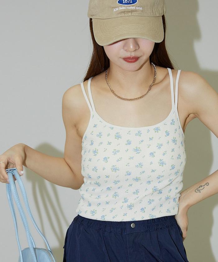 花紋 泡芙 杯子款 女士吊帶衫