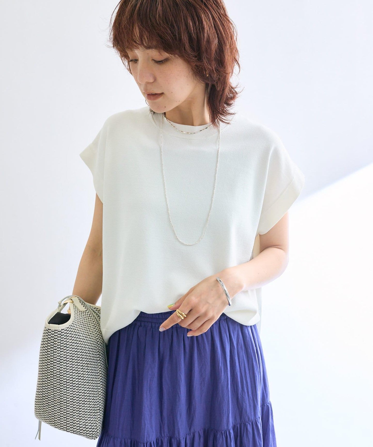 【接觸冷感】冰涼觸感肩部針織衫