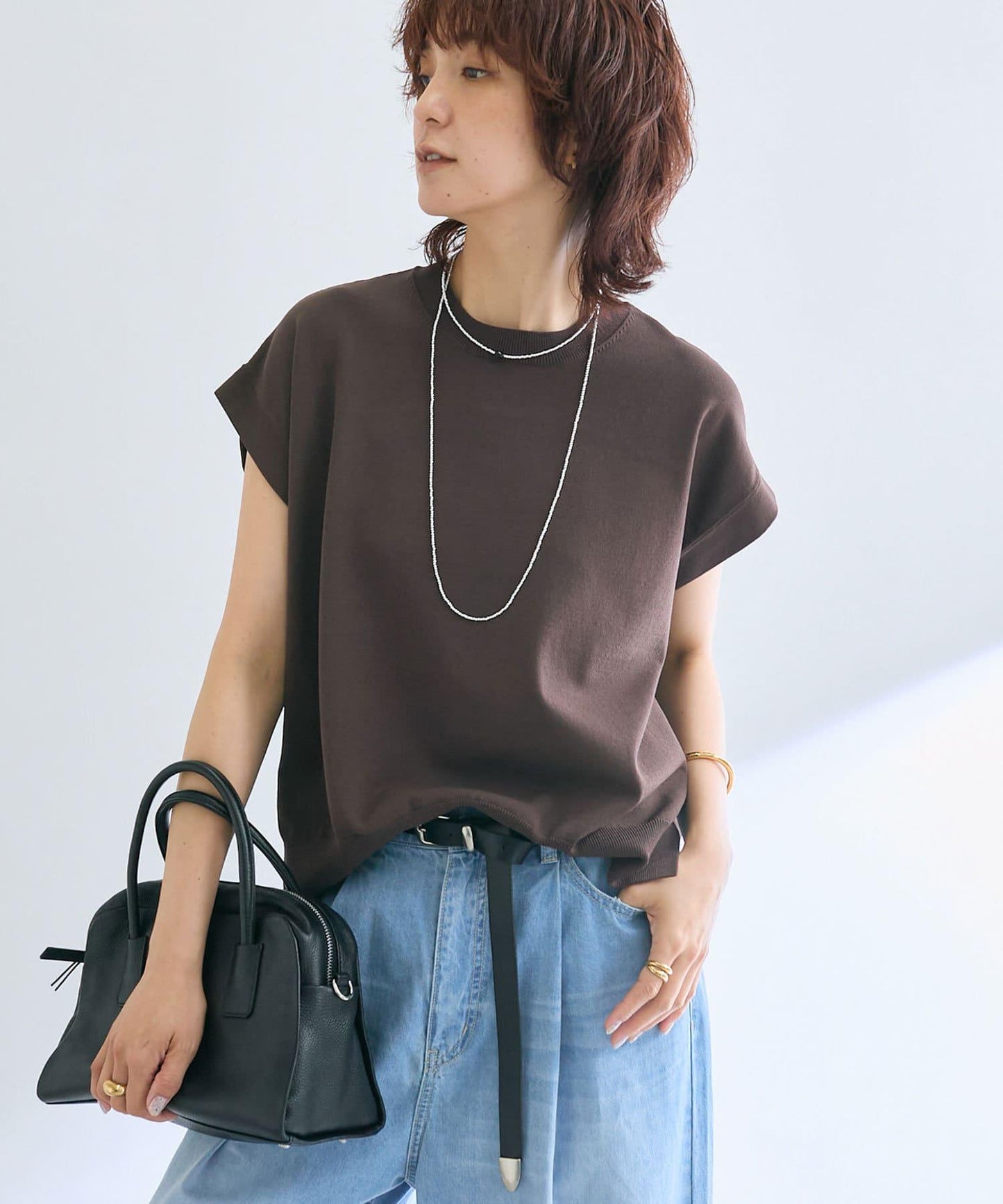 【接觸冷感】冰涼觸感肩部針織衫