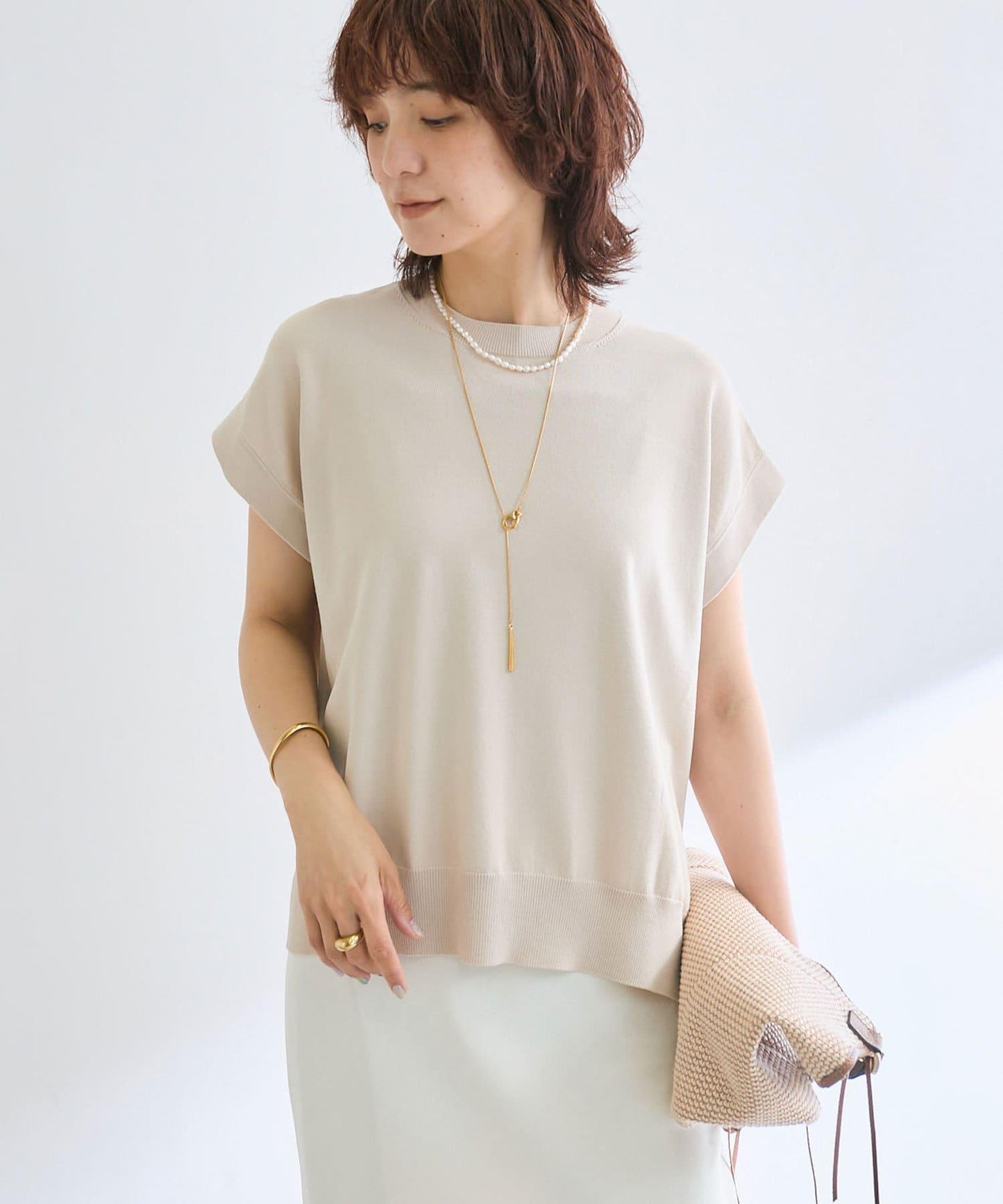 【接觸冷感】冰涼觸感肩部針織衫