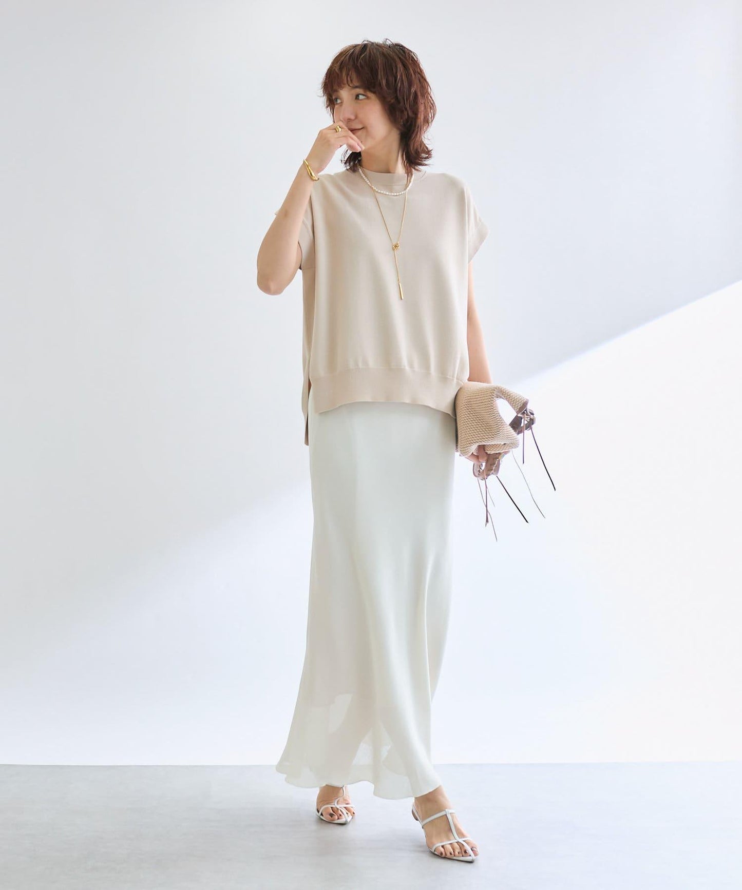 【接觸冷感】冰涼觸感肩部針織衫