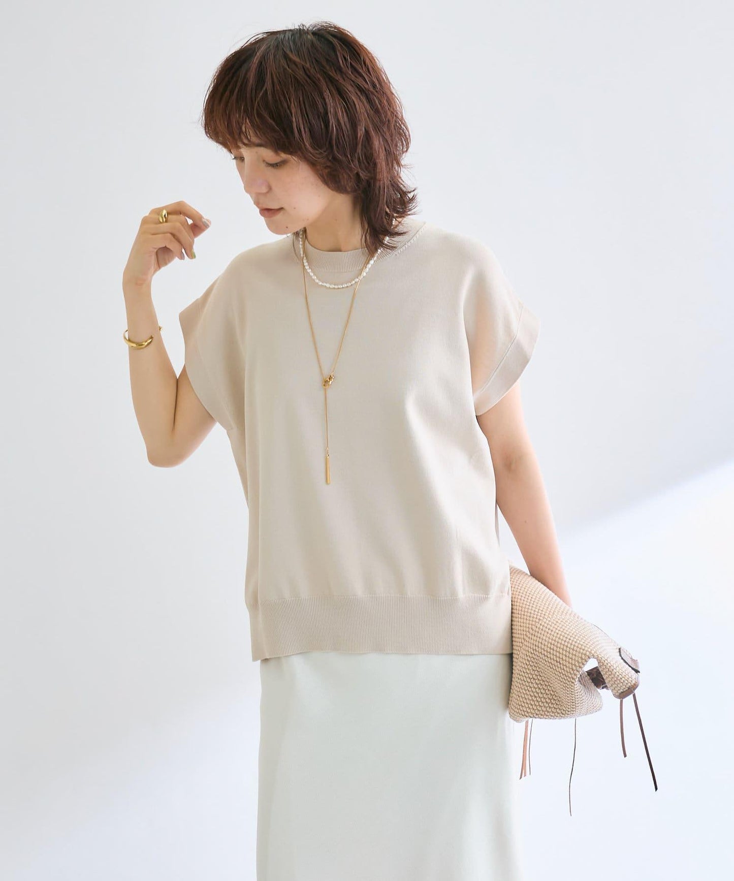 【接觸冷感】冰涼觸感肩部針織衫