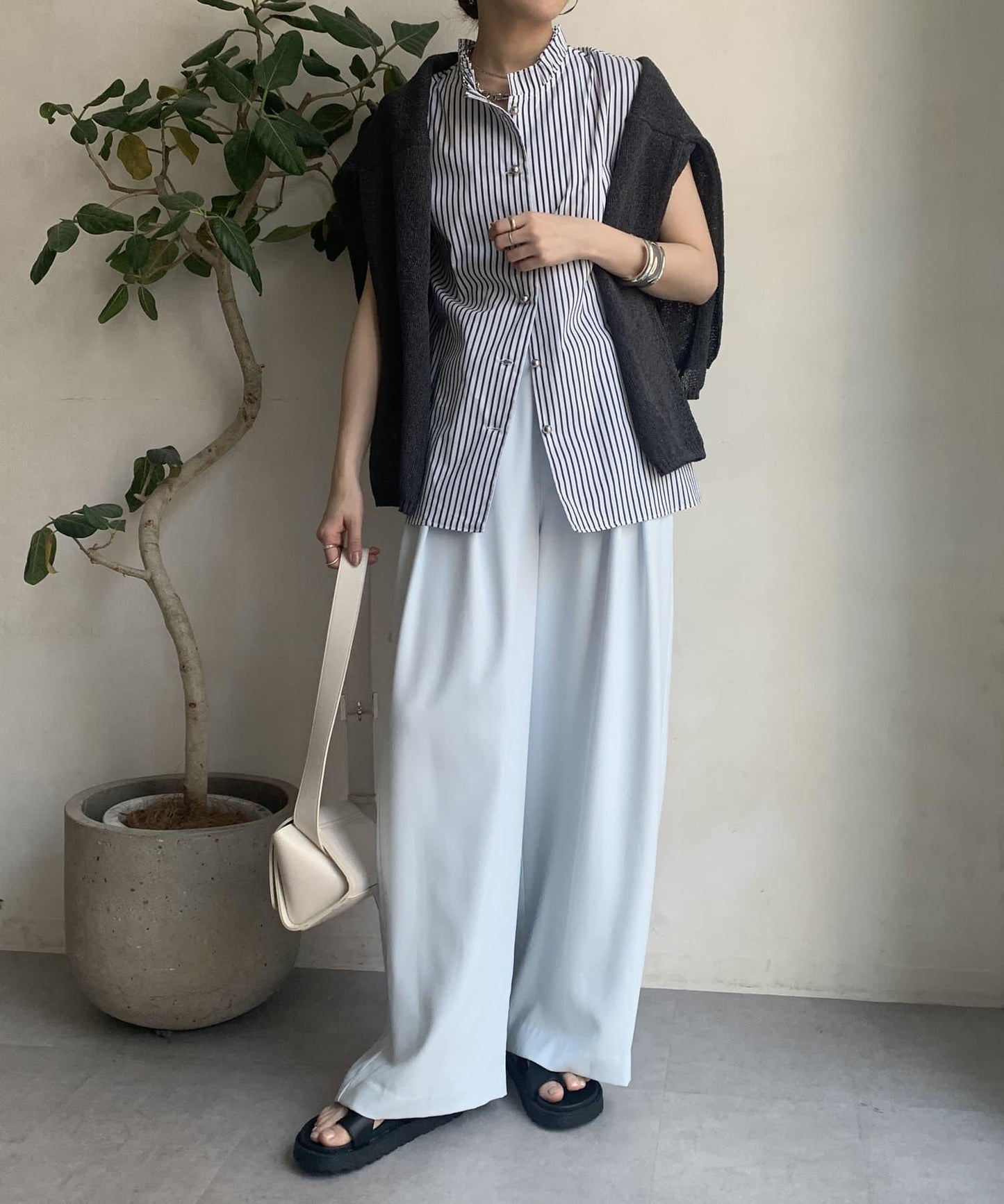 【限定】褶皺領前後2WAY坦克襯衫