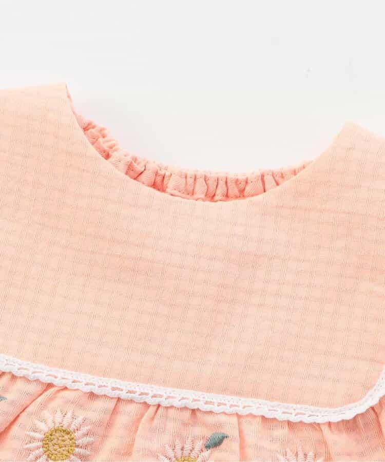 【連衣裙】領口花朵刺繡設計連體褲