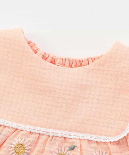 【連衣裙】領口花朵刺繡設計連體褲