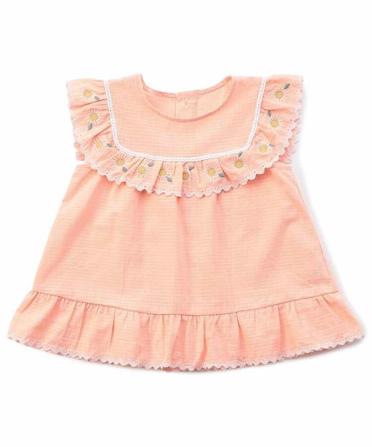 【連衣裙】領口花朵刺繡設計襯衫