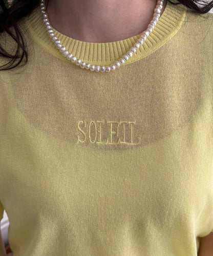 透視刺繡logo針織套頭衫