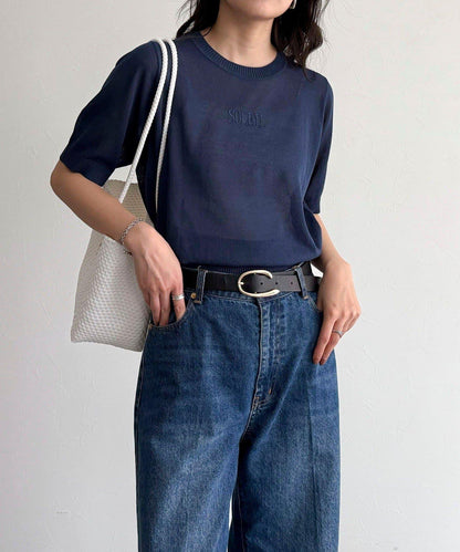 透視刺繡logo針織套頭衫